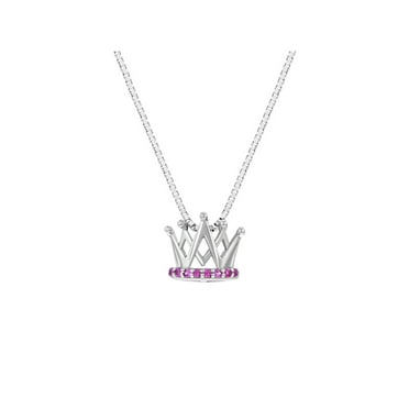 925 Hallmark Sterling Silver CZ Crown Pendant Woman Chain Necklace N-A348 925 Hallmark Sterling Silver CZ Crown Pendant Woman Chain Necklace N-A348